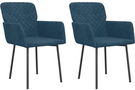 vidaXL Eetkamerstoelen 2 stuks fluweel blauw