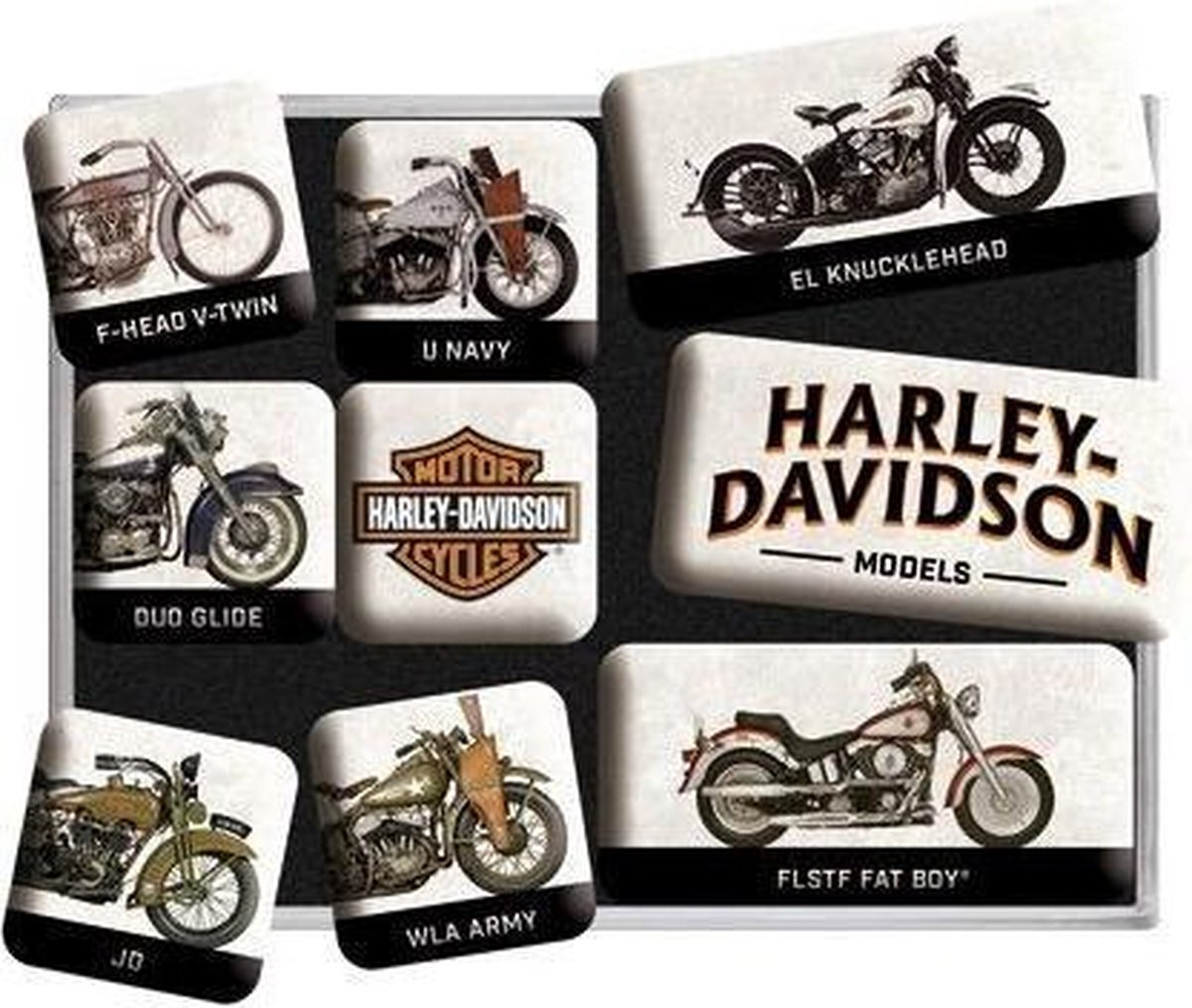 Nostalgic Art Merchandising Harley Davidson Model Chart - Magneet set met 9 Magneten