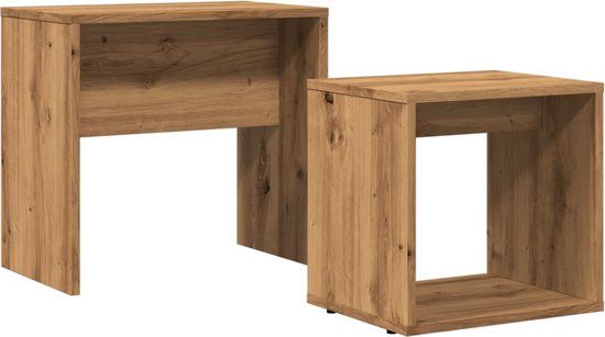 vidaXL 2-delige Tafeltjesset bewerkt hout artisanaal eikenkleurig