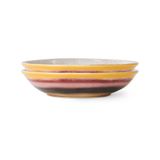 HKliving 70's Ceramic Curry Bowl Set of 2 - Hibiscus