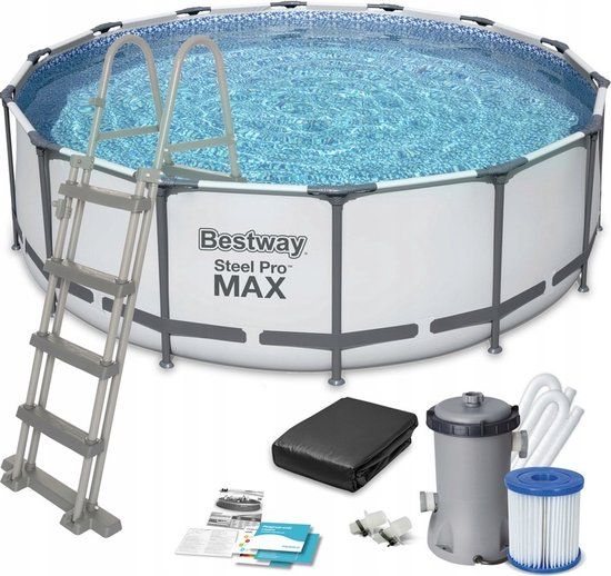 Bestway Steel Pro Max Opzetzwembad - 457x122 cm - Complete Set - Grijs