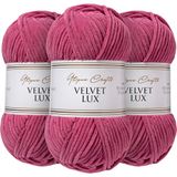 Utopia Crafts Velvet Lux Chenille Garen 3×100g – Superzacht Dik Garen voor Haken & Breien, Dekens, Speelgoed, Amigurumi – Haaknaald 5,5mm, Pluizig (Stofroze)