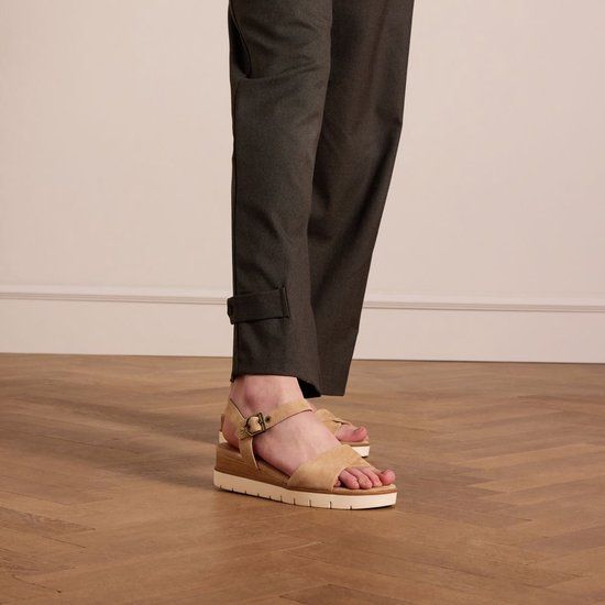 No Stress Dames Beige Suède Sandalen Maat 40
