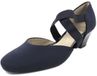 Ara Pumps Blauw Nubuck Elastiek Ronde Neus Blokhak 3-4 cm