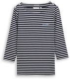 Tom Tailor - Shirt met lange mouwen en streepjesmotief - Maat XXL - navy blue offwhite stripe
