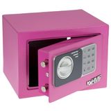 HMF 46126-15 kleine kluis met cijferslot, meubelkluis, 23 x 17 x 17 cm, roze