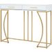 MODENUIT Table console - Avec tiroir et pieds réglables - Pour hall et salon - MDF et métal - Blanc - 110x32x85 cm