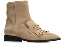 Manfield Dames Taupe Suède Enkellaarsjes met Studs Maat 36