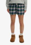 Superdry - Katoenen Geruite Elastische Shorts - Dames - Green Mix Check - Maat 6