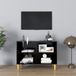 Maison Exclusive meuble TV avec pieds en bois massif, noir, 69,5 x 30 x 50 cm