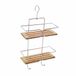MSV Doucherek Bamboe met Twee Niveaus – Doucherekje voor Douchestang – Badkamerrek Bruin Chroom 19,5x19,5x36,5 cm