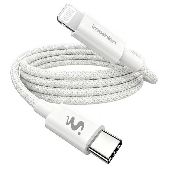 imoshion Braided USB-C naar Lightning kabel 30W - 2 meter - Wit