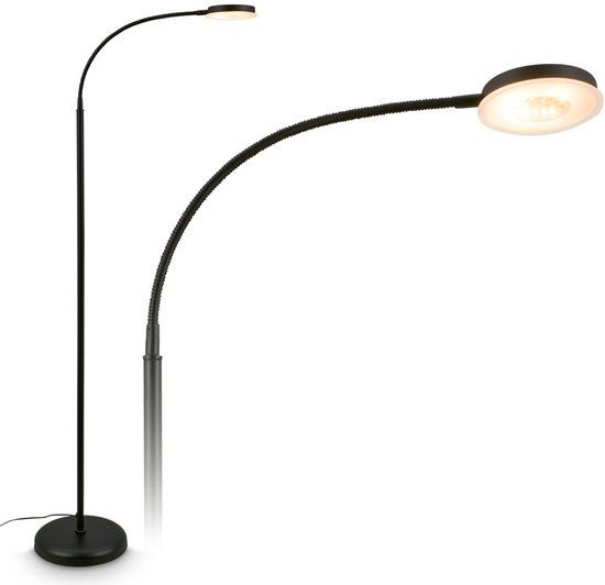 B.K.Licht BRILONER Megg - LED Vloerlamp – dimbaar & zwenkbaar – 125.5 cm hoog – warm wit licht bureaulamp – moderne staande lamp – leeslamp voor woonkamer – zwart