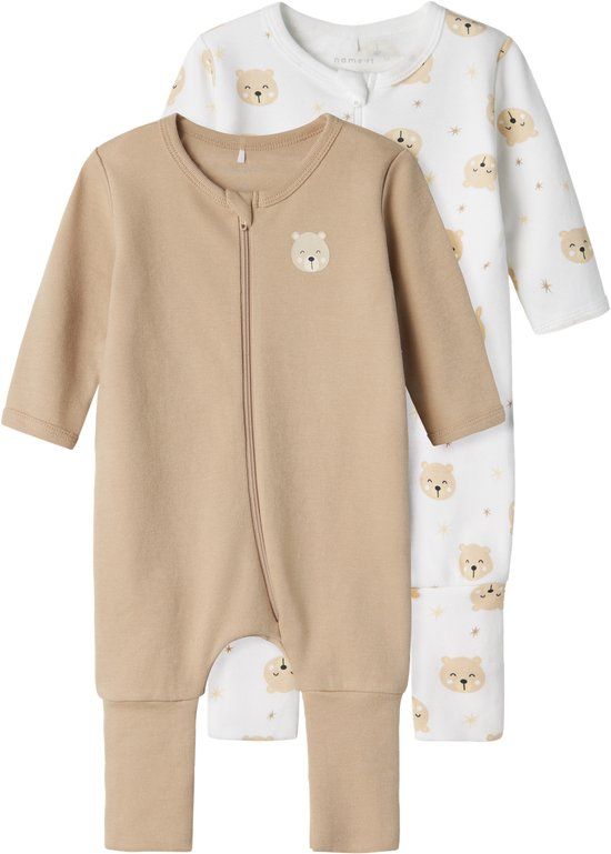 NAME IT NBNNIGHTSUIT 2P ZIP FF OXFORD BEAR NOOS Unisex Boxpak - Maat 86