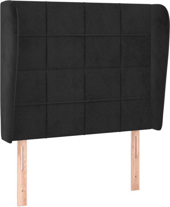 vidaXL Hoofdbord met randen 83x23x118/128 cm fluweel zwart