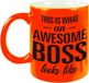 Bellatio Decorations This is what an awesome boss looks like - tekst cadeau koffiemok - De Baas beker - 300 ml - neon oranje
