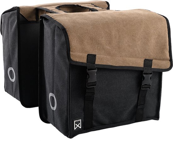 WILLEX Dubbele fietstas Canvas Tas 101 38L Bruin/Zwart