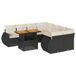 vidaXL 9-delige Loungeset met Kussens, Poly Rattan, Zwart