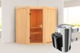 Karibu Tonja Sauna met Dakkraag Bronzeglas Deur Kachel 3,6 kW Geïntegreerde Bediening