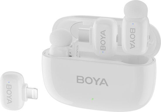 Boya MINI 13 - 2.4 GHz Ultra-Mini Draadloze Microfoon 2TX-2RX - Wit