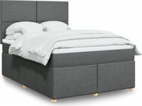 Maison Exclusive - Sommier à lattes de lit avec matelas gris foncé 140x190cm tissu