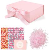Merkloos Dailygoods - Magnetische Geschenkdoos met Lint en Stickers - Roze