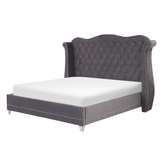 Beliani AYETTE Tweepersoonsbed - Grijs Fluweel - 160x200cm
