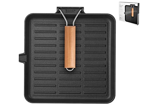 Home 728129 Grillpan met 1 handvat, Gietijzer, Vierkant, 28 cm