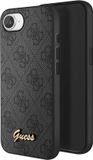 GUESS MagSafe Hoesje Geschikt voor Apple iPhone 16e Motief 4G Monogram Logo in reliëf Zwart