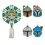 Hallmark Star Wars: The Mandalorian 12,7 cm miniatuur kerstboom topper en 4,3 cm mini-ornamenten, set van 5, onbreekbaar