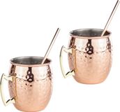 Cosy&Trendy Set van 4x Moscow Mule Cocktailbekers Koper 500 ml met Drinkrietjes