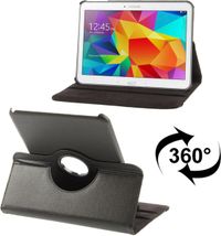 360 graden draaiend Litchi structuur lederen hoesje met houder voor Samsung Galaxy Tab 4 10.1 / SM-T530 zwart