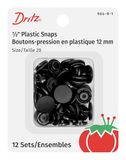 PRYM CONSUMER USA INC. Plastic Snaps, Ronde, Zwarte Matte Afwerking, One Size