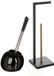5Five Brosse WC / brosse de toilette - avec porte-rouleau de papier toilette - set de salle de bain - noir - dolomite et métal