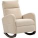 Mobliva Fauteuil à bascule rembourré en velours côtelé, poches latérales, beige, idéal pour le salon ou la chambre.