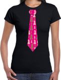 Bellatio Decorations Vrijgezellenfeest Stropdas T-shirt met Piemels - Dames - Zwart XXL