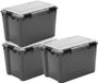 IRIS Boîte de rangement extérieure avec couvercle en polycarbonate - 70L - Lot de 3