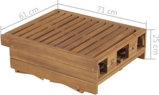 vidaXL Ligbed inklapbaar met kussen massief acaciahout