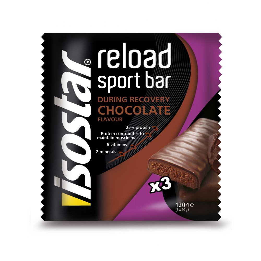 Isostar Reload Sportreep Chocolade 3 x 40 gr