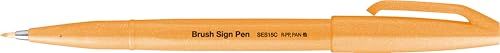 Pentel SES15C-FFX Brush Sign Pen neon-oranje, vezelpen, penseelachtige punt, 10 stuks
