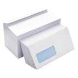 Enveloppen met venster, 100 stuks, DIN lang, 225 x 116 mm, laserbedrukbaar, hittebestendig folievenster, zakelijke enveloppen, vensterenveloppen met aftrekstrips (wit)