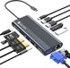 Siltcon® Hub USB C 13 en 1 - Station d'accueil pour ordinateur portable - Double HDMI 4K - 100W - Gris sidéral - SI142