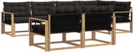 vidaXL Ensemble de salon d'angle 7 places Acacia Blanc et Noir