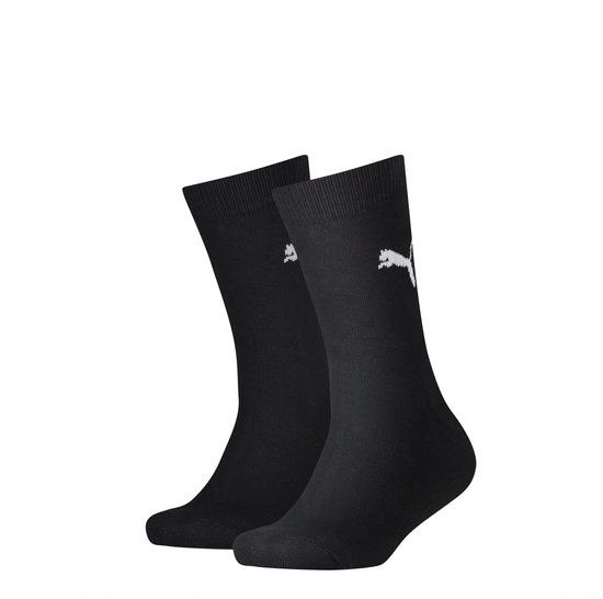 PUMA 2-pack kinder sokken logo - Easy Ride - Katoenen Merk Sportsokken Jongens en meisjes - Zwart / 23/26