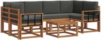 vidaXL Hoek loungeset 6-zits Natuurlijk en Antraciet Acacia Hout