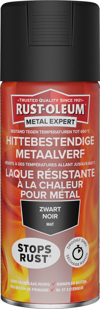 Rust-oleum Hittebestendige Metaalverf Zwart 9005 400ml Spuitbus