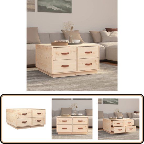 vidaXL Salontafel 80x80x45 cm massief grenenhout