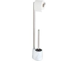 Wenko Adrada Toiletrolhouder en Borstel - 72 cm - Keramiek/RVS - Zilver