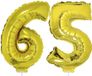 Merkloos / Sans marque Espa Nv 65 jaar leeftijd feestartikelen - versiering cijfers - ballonnen op stokje - van 41 cm - Combi van cijfer 65 - in het goud