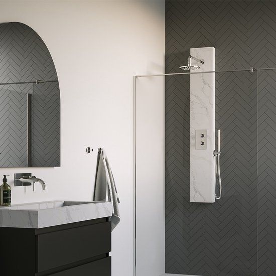 BRAUER Chrome Edition Thermostatisch Douchepaneel Calacatta Gold - SET 01